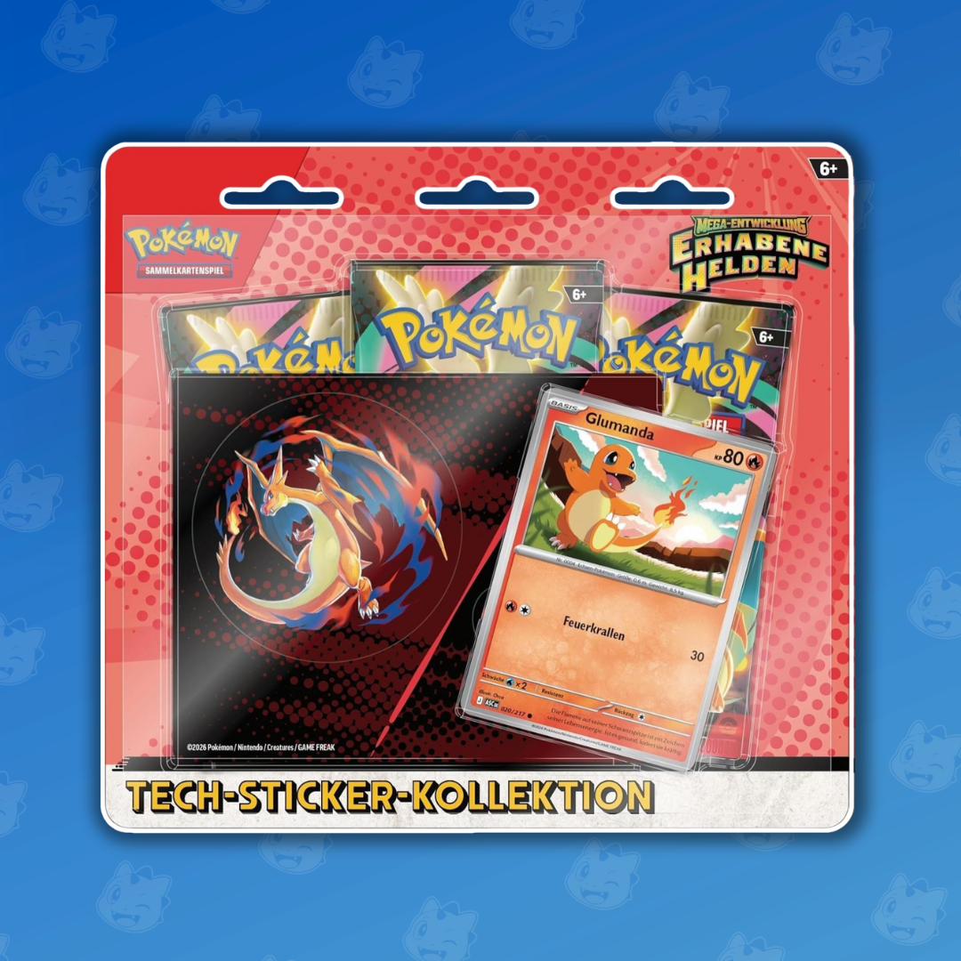 Pokemon Erhabene Helden Tech Sticker Kollektion Glumanda DE