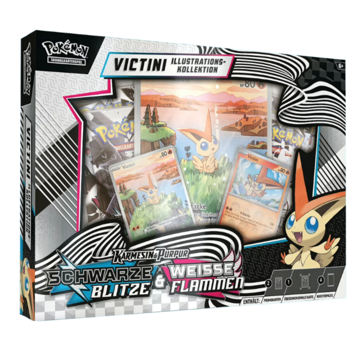 Schwarze Blitze & Weiße Flammen Victini Illustrationskollektion DE