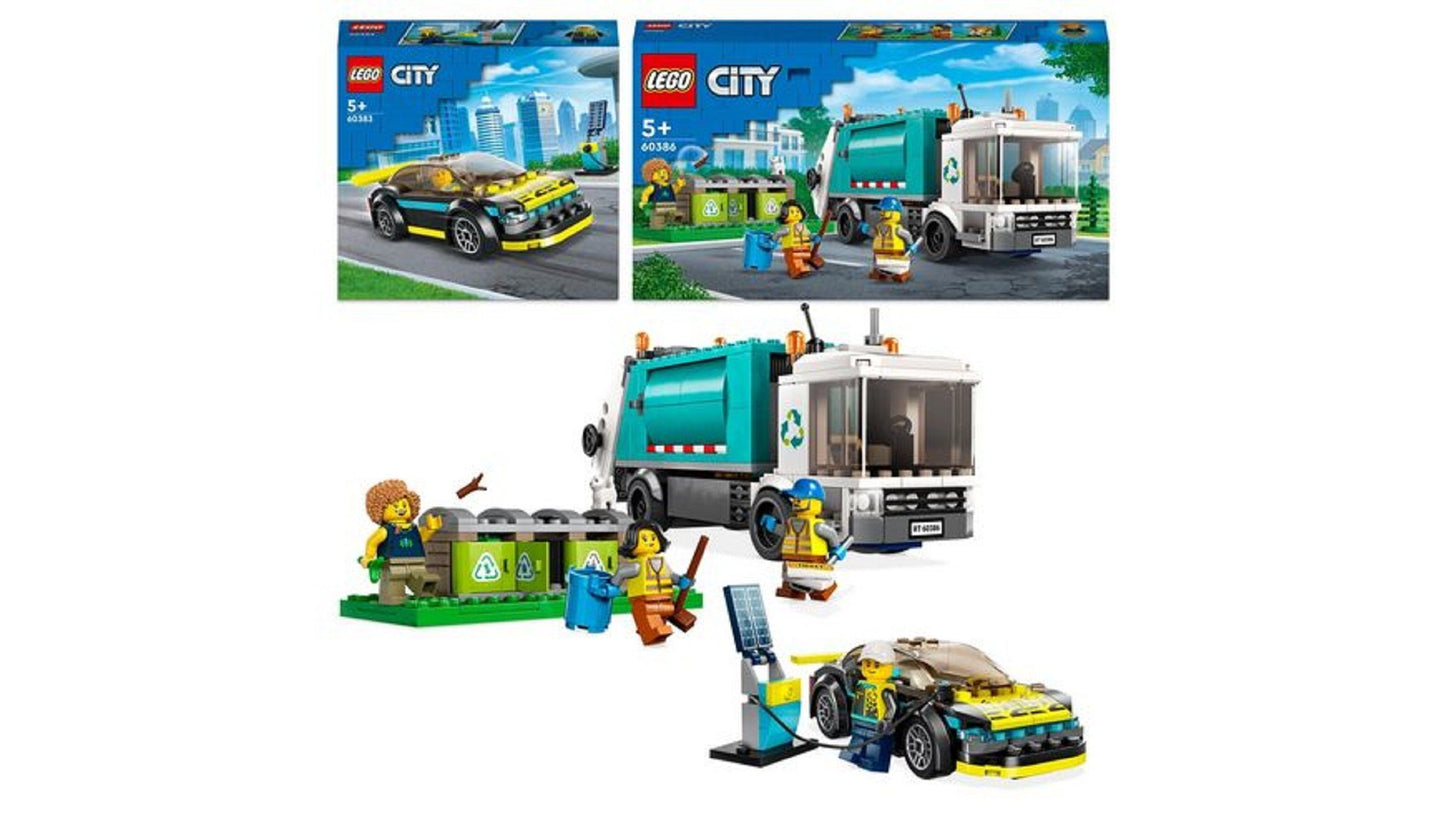 LEGO City 66744 Vorteilspaket, 2-in-1 Bundle Müllwagen und Elektro-Sportwagen