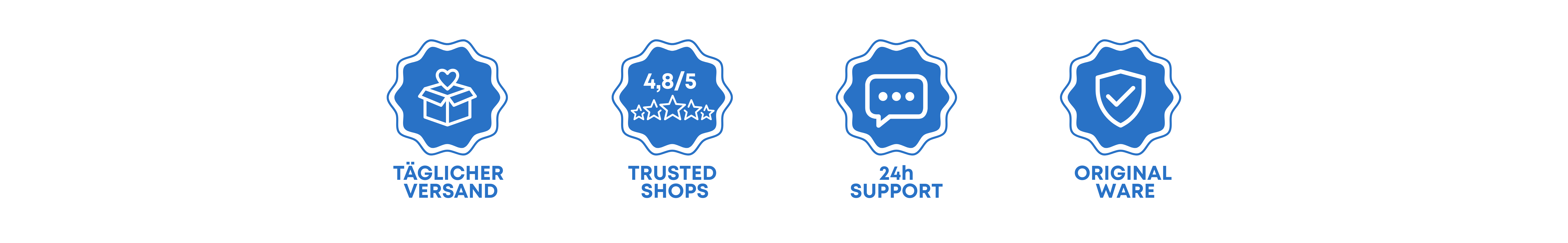 Täglicher Versand · Trusted Shops 4,8/5 · 24h Support · Original Ware