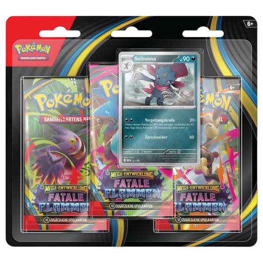 Pokémon Mega Entwicklung Fatale Flammen Snibunna 3-Pack Blister DE