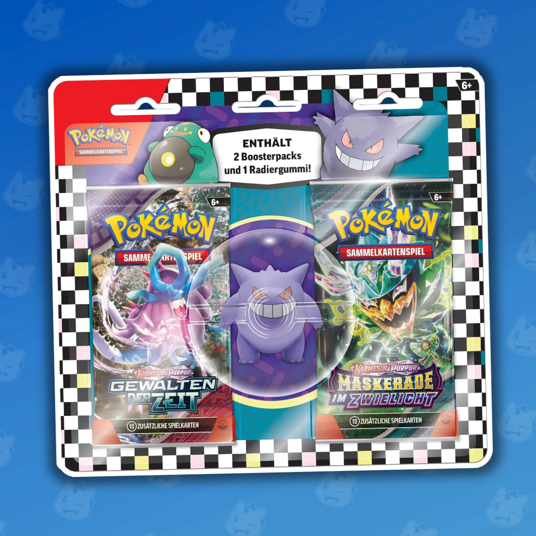 Pokemon Back to School Eraser Blister 2024 (Gengar-Radierer + 2 Booster) - Deutsch