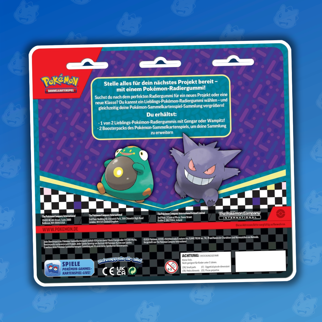 Pokemon Back to School Eraser Blister 2024 (Gengar-Radierer + 2 Booster) - Deutsch
