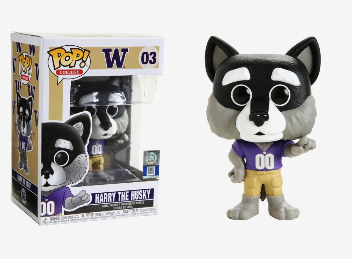 Funko Pop! College University of Washington Harry the Husky (Flocked) ECCC Exclusive Figure